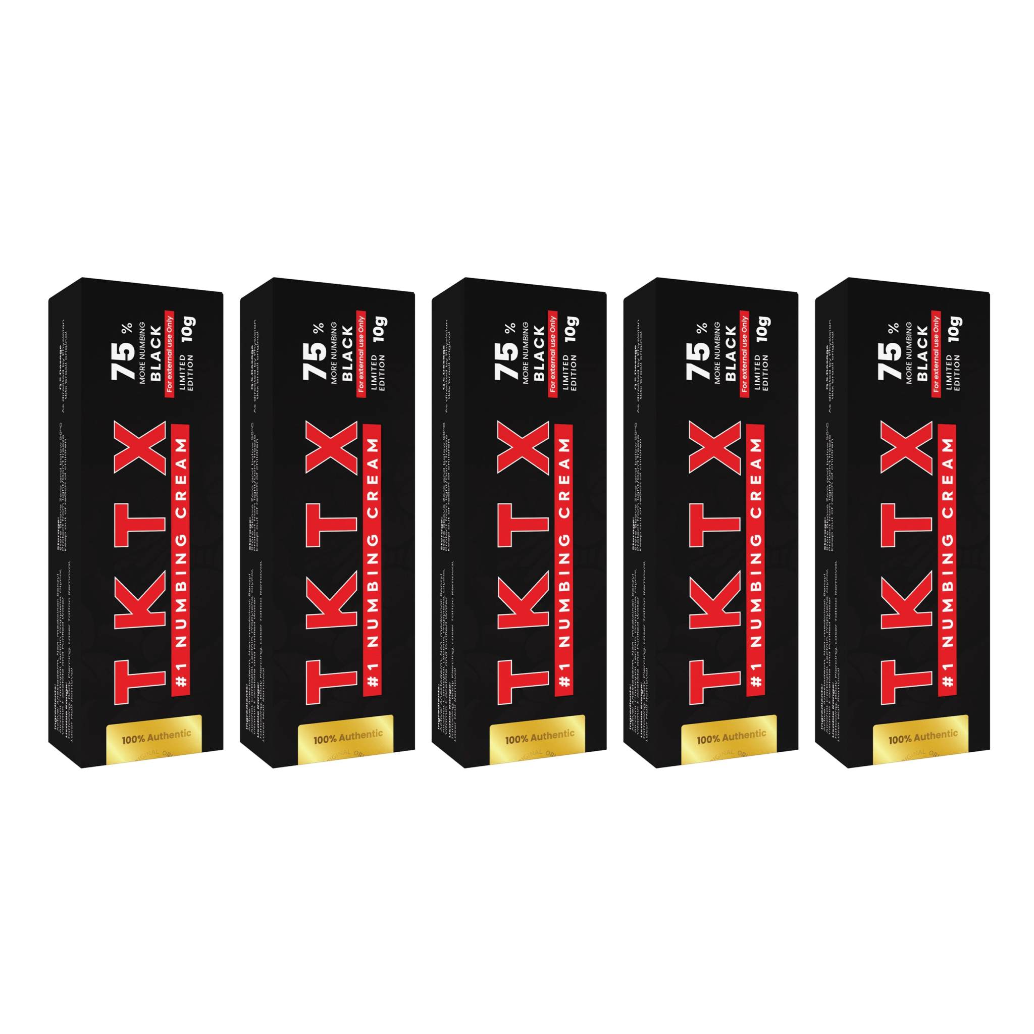 TKTX Numbing Cream Black 75% | (5 Packs) Long Lasting 4-6 Hours